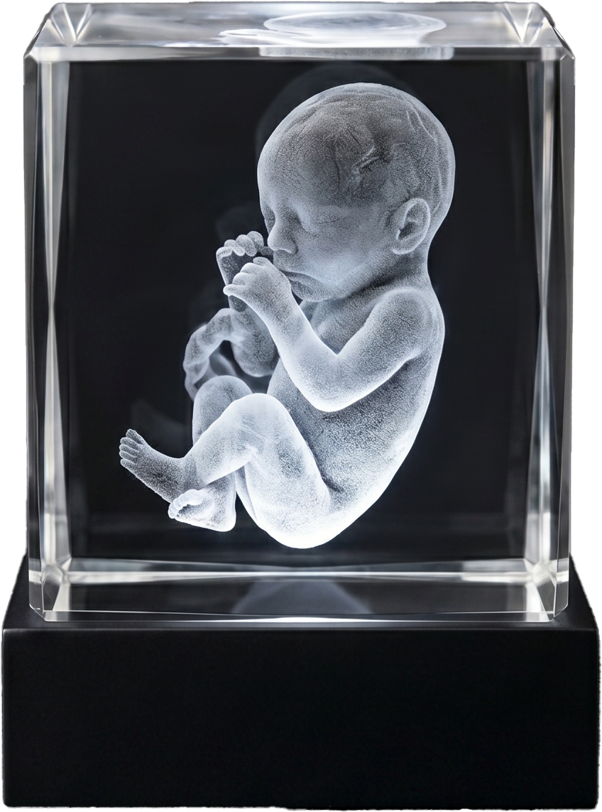 3D baby engraving inside crystal glass